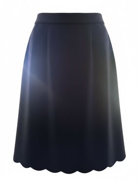 Elle Black Scalloped-Hem A-Line Skirt
